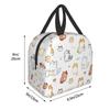 Funny Cats Insulated Lunch Bag Coloful Cat And Heart Lunch Box Reusable Portable Picnic Travel Bento Bag Cute Pets Thermal Tote