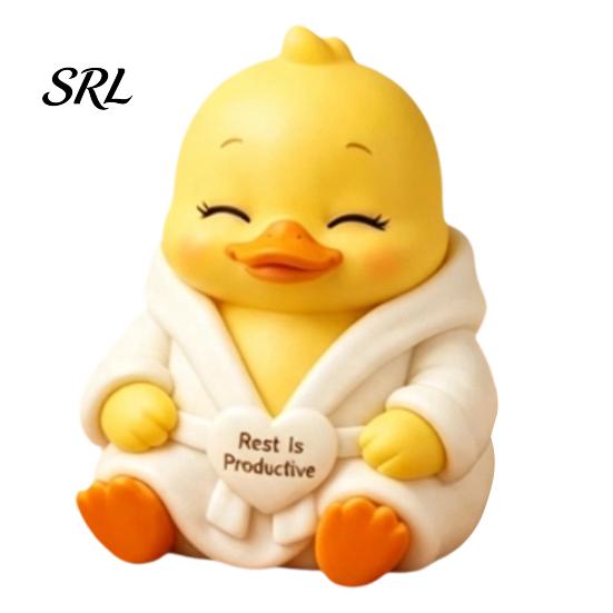 Yellow Duck Statue for Desk Emotional Support Figurine, Resin Ornament, Cute Animal Table Decor Home Office Ornament