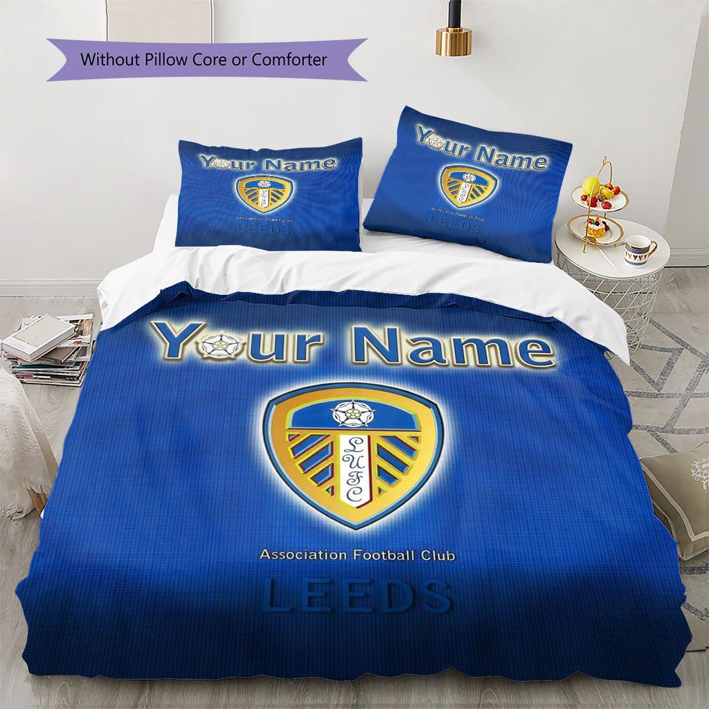Leeds United Custom Name Pattern Bedding,Quilt Set Quilt Cover Pillowcase Home Birthday Gift(1 * duvet cover + 2 * pillowcase, without core)