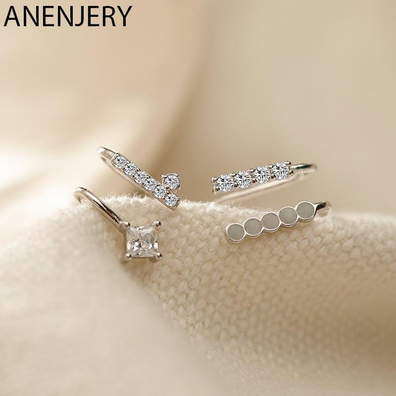 ANENJERY Асимметричные зажимы для ушей без пирсинга для женщин, зажим для ушей из циркона без украшений для пирсинга
