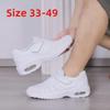 Women's White Non-Slip Breathable Medical Work Shoes - Large Size, Comfortable Nurse Footwear.