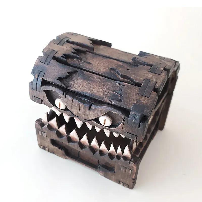 В наличии Игровые фигурки Dungeons & Dragons Деревянная фигурка мимика Dnd Креативный монстр Сундук с сокровищами Фигурка Коробка Игрушка на Хэллоуин Подарок