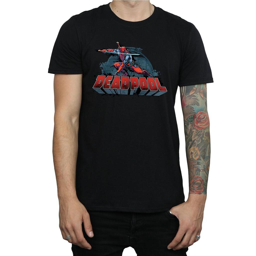 Marvel Mens Deadpool Sword Logo T-Shirt