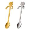 Ложка для кофе в форме кошки, чайная ложка из нержавеющей стали, подвесная чашка, чайная ложка для смешивания напитков, милая ложка для молочного коктейля в форме кошки, подарок любителю кофе