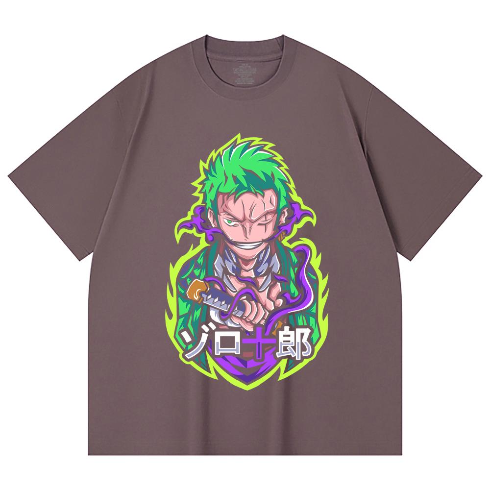 230 г/м² 100% хлопок Цельный V80 Принт Zoro Унисекс Тяжелая хлопковая футболка