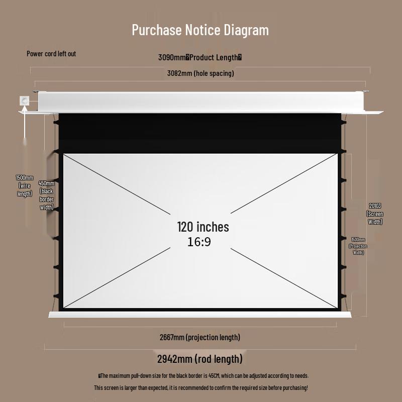 Deli Electric Recessed Projector Screen