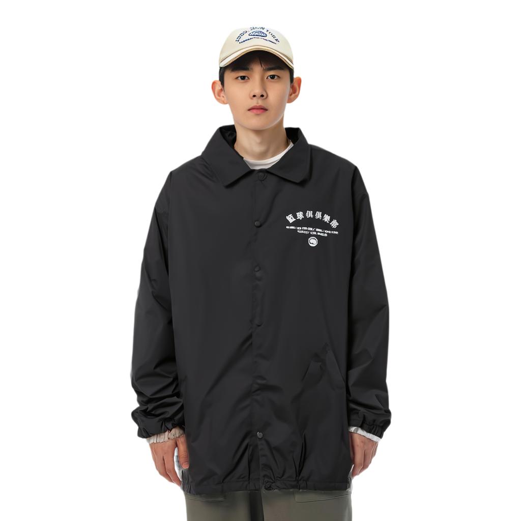 Li Ning Sports Basketball Series Polo Collar Casual Short Windbreaker Men Upperwear Black AFDQ231-2