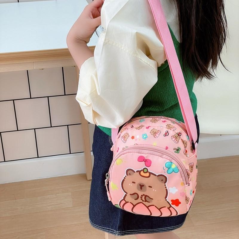 Cartoon Printed Capybara Shoulder Bag Children Outdoor Leisure Crossbody Bag