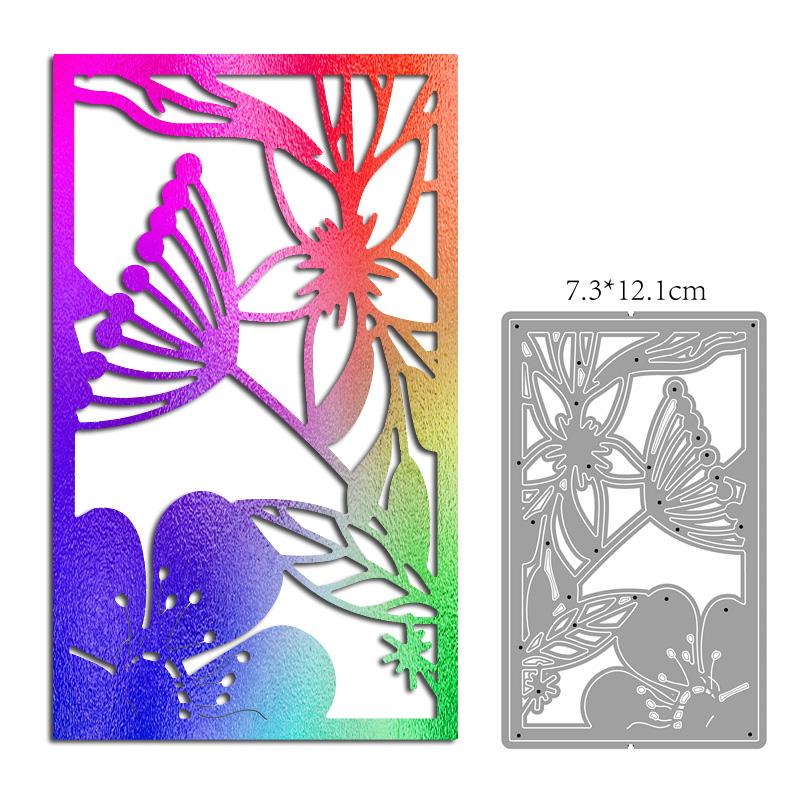 Прямоугольный дизайн в виде цветка и листа, металлический трафарет для резки DIY, альбом для скрапбукинга, фототиснение, бумажная карта, ремесленный декор