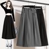 2025 Women Summer Plus Size High Waist Skirts Vintage Elastic Elegant Long Pleated Skirts 5XL