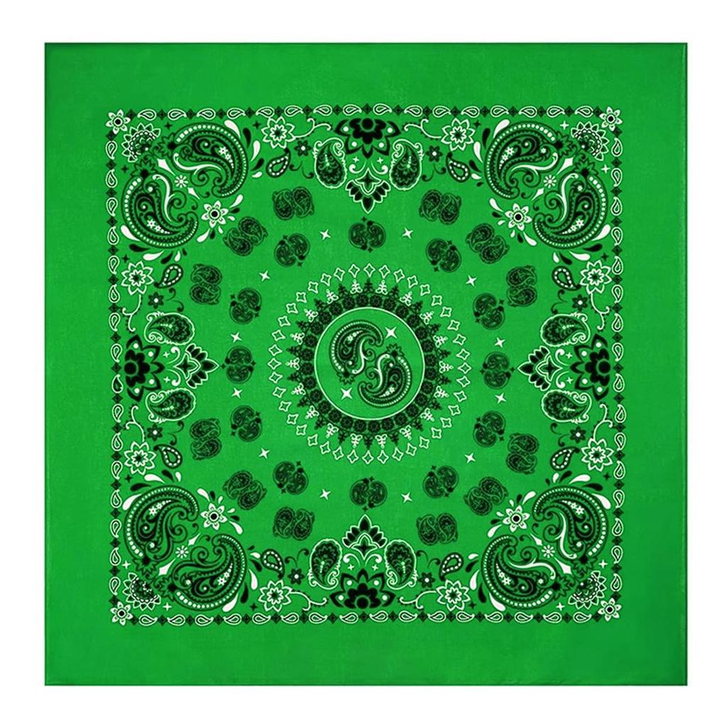 Trifong Paisley Bandana Green Cotton 100% Quick Dry Fade Resistant 55cm x 55cm