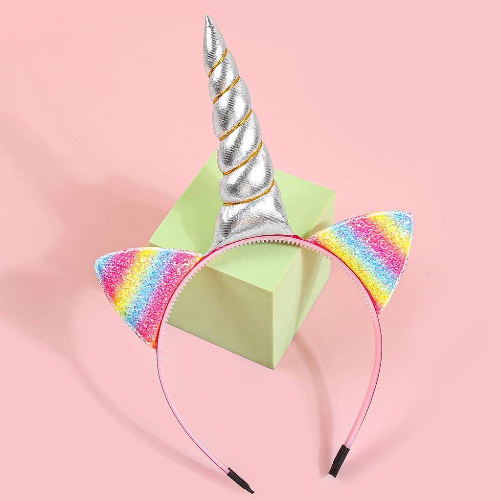 Glitter Cat Ears Headbands Birthday Party Decor Rainbow Cat Ears Hairband Unicorn Headband Kids Children Party Favor Headwear