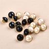 50Pcs/Set White Black Color Pearl Shank Buttons Metal Back 10mm Diameter Sewing Buttons For Clothing Dress DIY Decoration