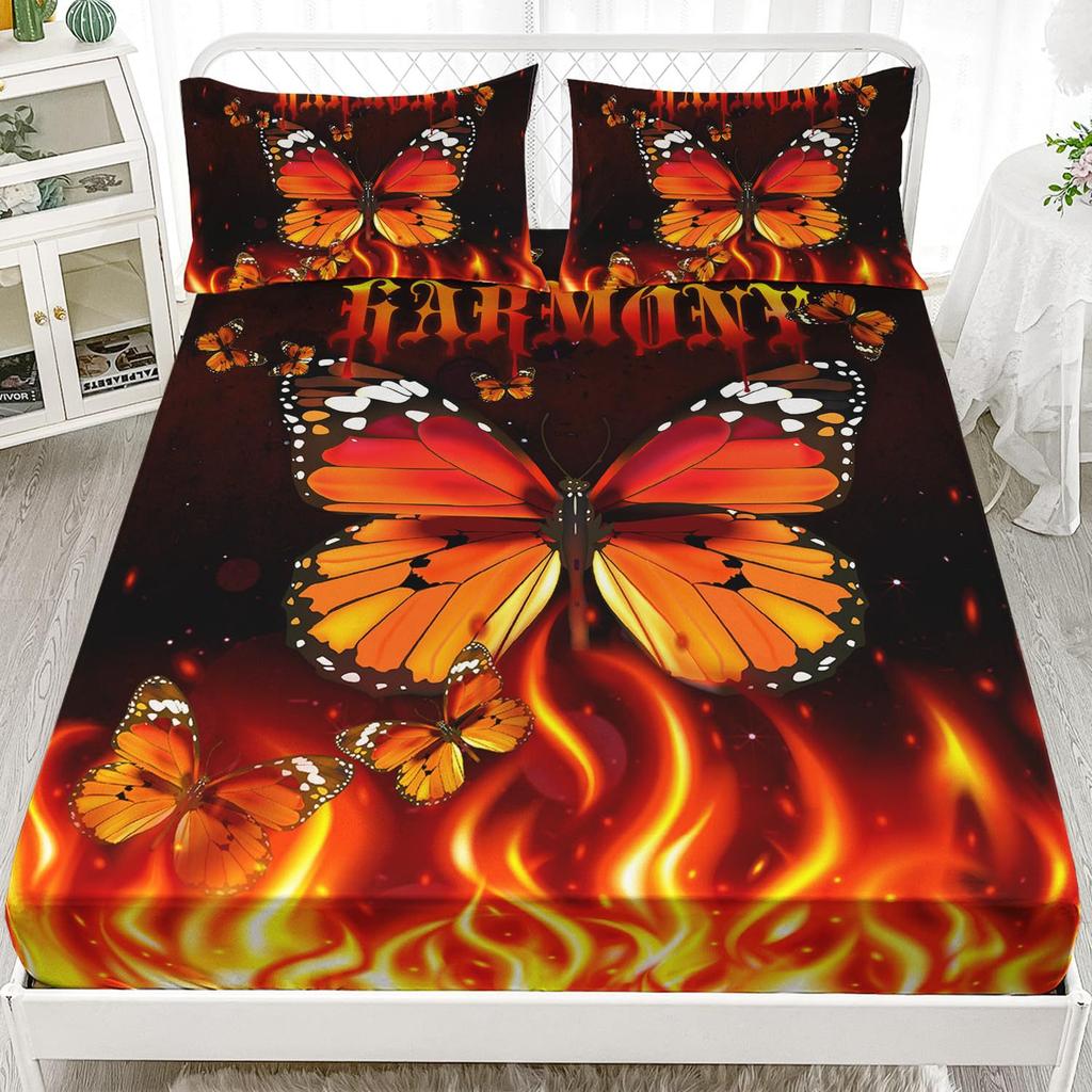 Color Butterfly Pattern Sheet Three-Piece Digital Printed Sheet Bedding Set Adult Children