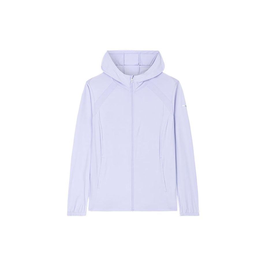 Anta Training Series Solid Color Zip-Up Hooded Loose Sports UV Protection Sun Protection Jacket Women Jacket Sakura-Purple 162427705-2