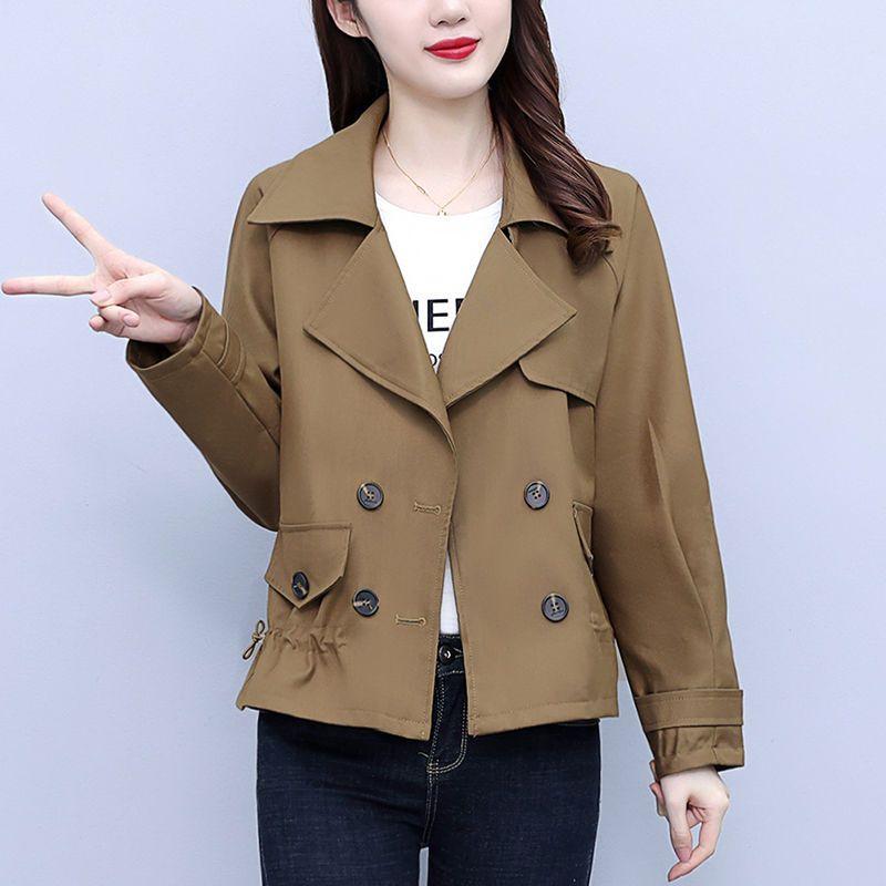 Women's Short Jacket Fashion Casual Jacket Trench Coat Top for Autumn