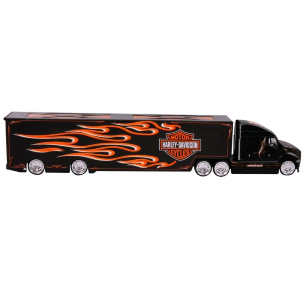 Maisto Scale Custom Trailer Truck Diecast Model Car 1/64 Harley-Davidson / (11516 (BLACK/FLAMES))