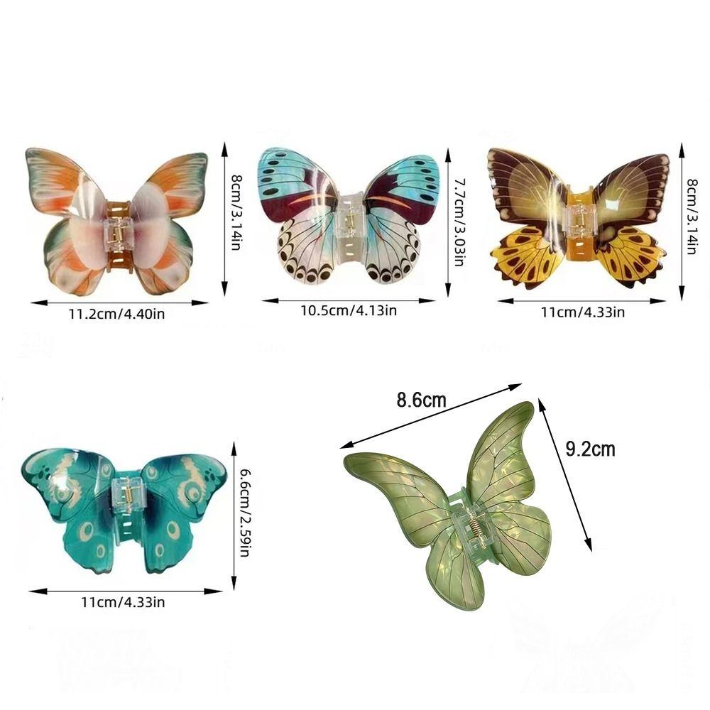 Gradient Color Big Hair Clip Simulated Butterfly Colorful Ponytail Clip Elegant Hair Claw