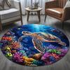 Ковер Морская Черепаха Подводный Мир Коралл Морская Звезда Узор Принт Коврик Любитель Океана Домашний Декор Детская Комната Круглый Нескользящий Коврик