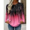 Spring and Autumn Round Neck 3D Gradient Colorful Printed Top Fashionable Casual Long Sleeved Women's T-shirts