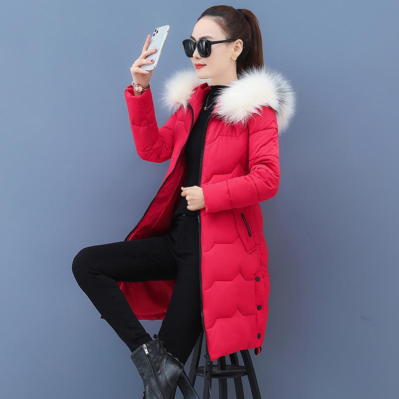 Зимний теплый пуховик для женщин средней длины, утолщенный теплый воротник, хлопковая куртка, хлопковая куртка