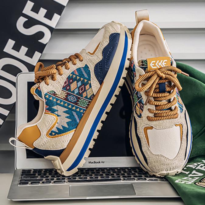 Весенне-осенняя мужская обувь, трендовая модная обувь с принтом и вышивкой, спортивная повседневная обувь, удобная толстая подошва