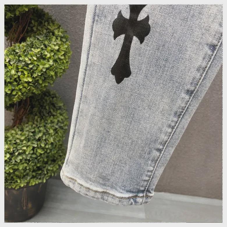 Мужские светло-синие повседневные прямые летние джинсы