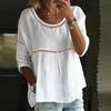 Fashion Hallow Out Blouses Spring Summer White Pink Women Blouse Casual Loose Sweet Lady Cotton Linen Tops
