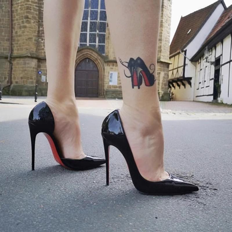 Туфли на высоком каблуке с красной подошвой, черные, премиальные телесные, новый осенний темперамент, нишевый дизайн, лакированные туфли-лодочки, тонкие каблуки, женские