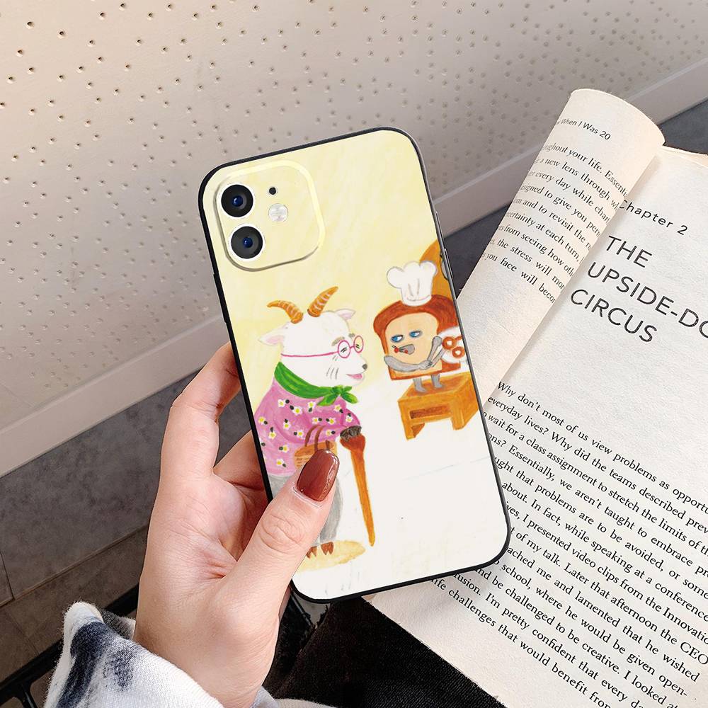 Чехол для телефона P-Picture Book Bread для IPhone 17 Air 16 15 14 13 Pro Max 11 12 Черный силиконовый чехол