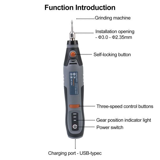 Cordless Rotary Tool 2200mAh Battery USB Charging 3-Speed Adjustment Lightweight Grinder Variable