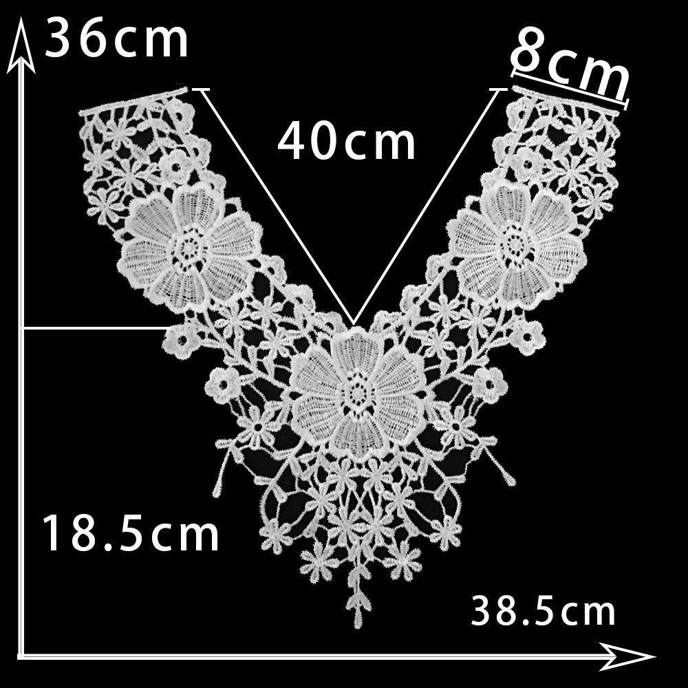 Black & White Polyester Embroidered Lace Collar for DIY Cheongsam Dress Crafting