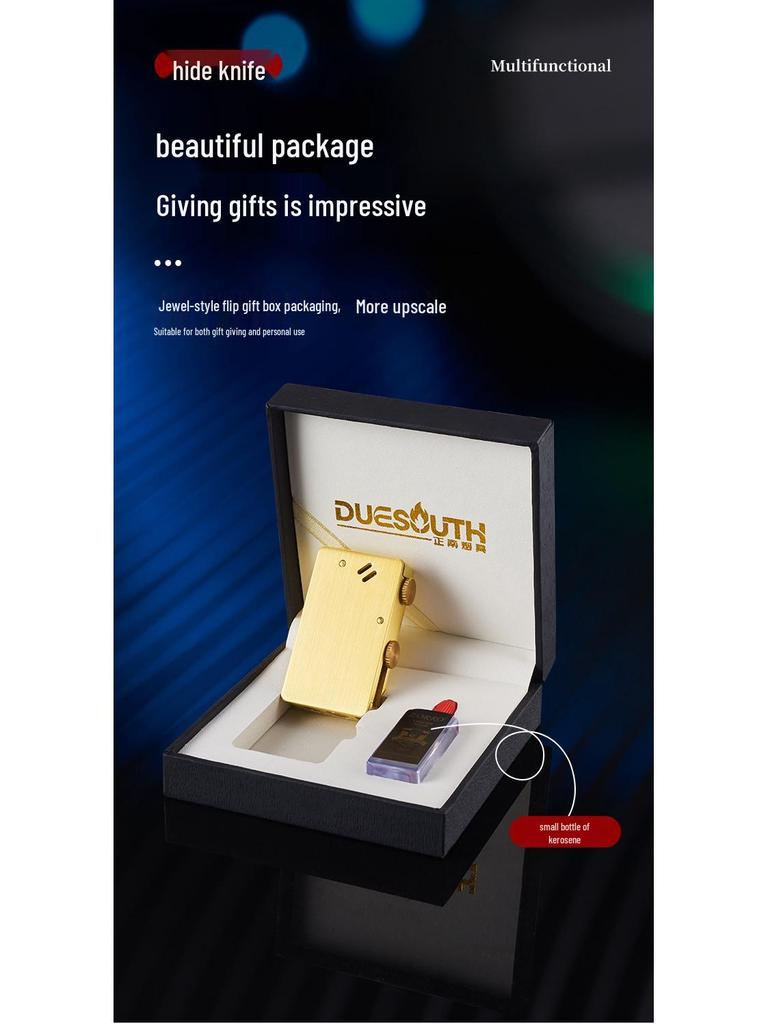 Multifunctional Men's Metal Kerosene Lighter with Long Battery Life