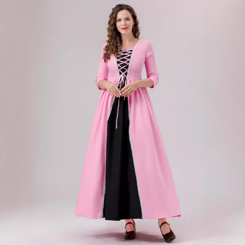 Хэллоуин новое средневековое ретро придворное розовое платье аристократическое взрослое сценическое платье-маскарадные костюмы