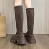 Сапоги женские маленькие мужские, но сапоги до колена 2024 осень новые эластичные и тонкие высокие рыцарские сапоги ретро
