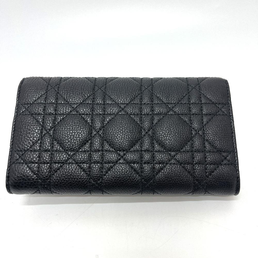 Dior S5039UWC Lady Christian Dior Cannage Caro Long Wallet Calfskin Black Unused