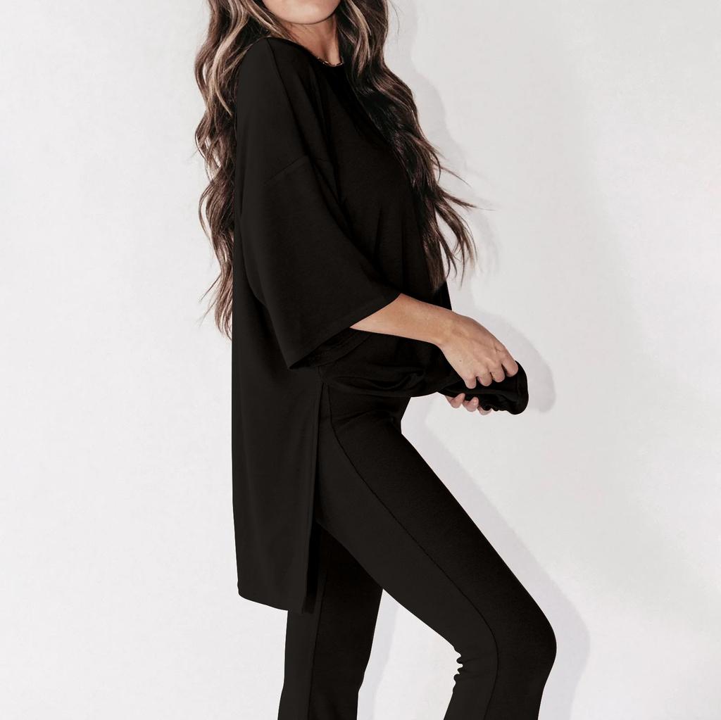 Женский летний комплект из 2 предметов с круглым вырезом и короткими рукавами, заниженными плечами, топ для больших мальчиков и обтягивающие байкерские шорты для йоги, комплект