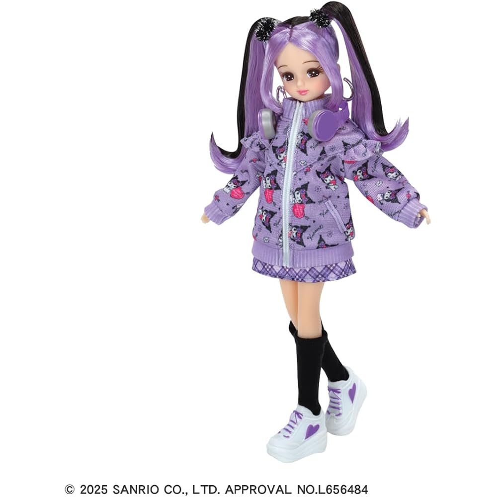 Takara Tomy Licca-chan Doll Cool Kuromi Outfit Set Casual Purple Dress 3 Years and Up