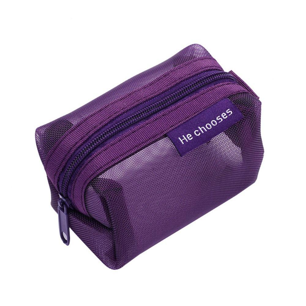 Zipper Mesh Makeup Bag Retro Color Toiletry Storage Bag Fashion Transparent Cosmetic Bag  Outdoor