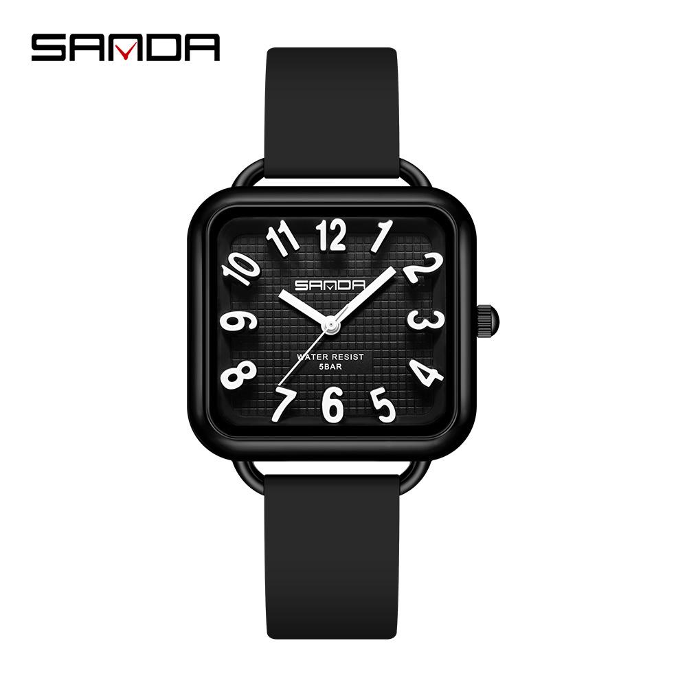 SANDA 3269 Fashion Quartz Watch Girl And Boy 5ATM Waterproof Rectangle Light Trend Student Young Men's Quartz Watch