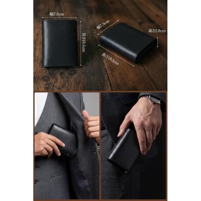 [Kawa-Kawa] Men's Bi-fold Wallet Tochigi Leather Black