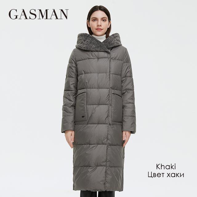Gasman 2021 женская зимняя куртка, длинная куртка из искусственного меха с овечьими завитками, дизайнерское женское пальто, ветрозащитная шапка, женская куртка с большим карманом 81716