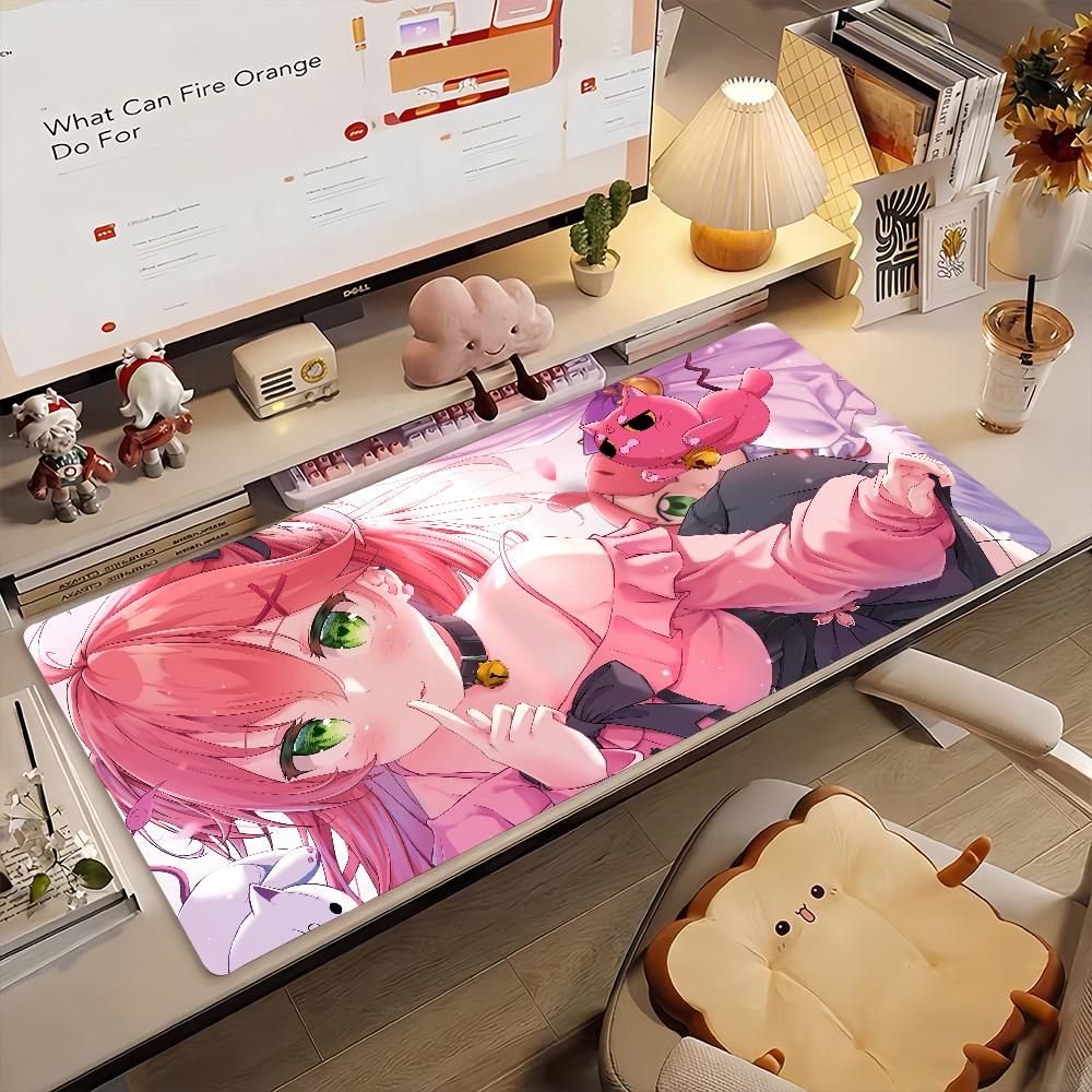 Gaming Mouse Pad Large Desk Mat Antislip Stitched Edges Pink Hair Anime Girl Print Keyboard Pad for Gamer Home Office