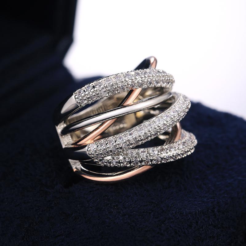 Модные кольца преувеличенной формы для женщин, блестящие кубические циркониевые аксессуары, высококачественные женские украшения для вечеринок