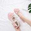Junerain Girls Sweet Lolita Ruffles Bowknot Lace Bridal Wedding Shoes Women High Heel Bordered Princess Dress Men Pink Plus Size