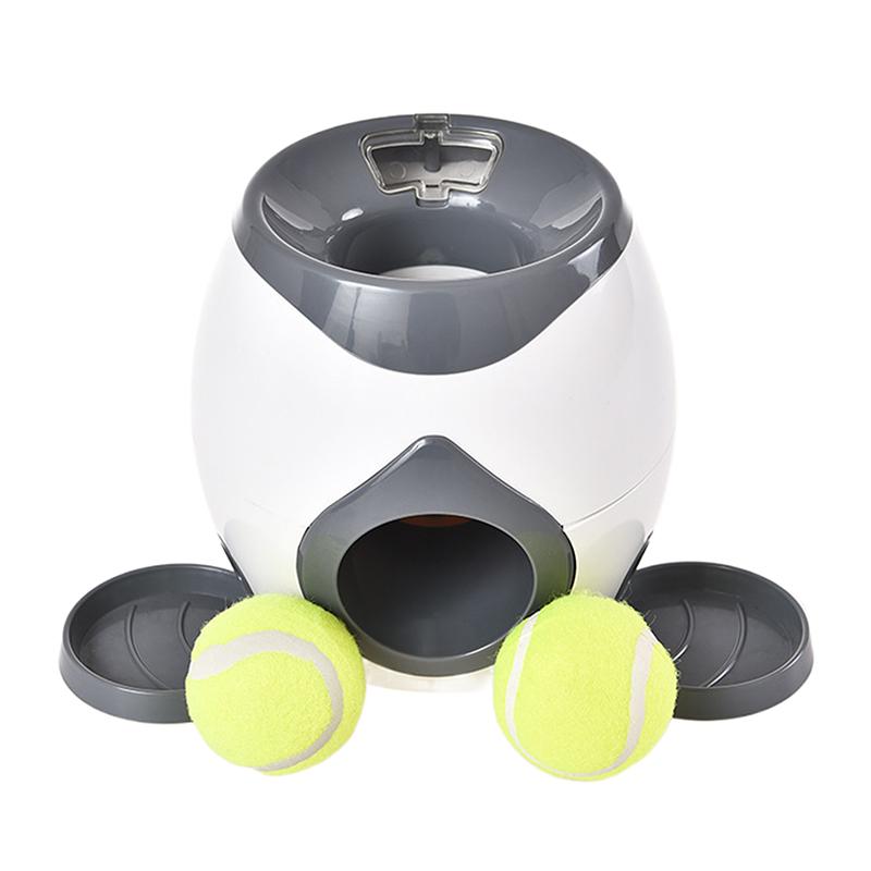 Dog Pet Toys 2 In 1 Tennis Launcher Automatic Throwing Machine Pet Ball Throw Device Interactive Pet Feeder Toy For Dogs