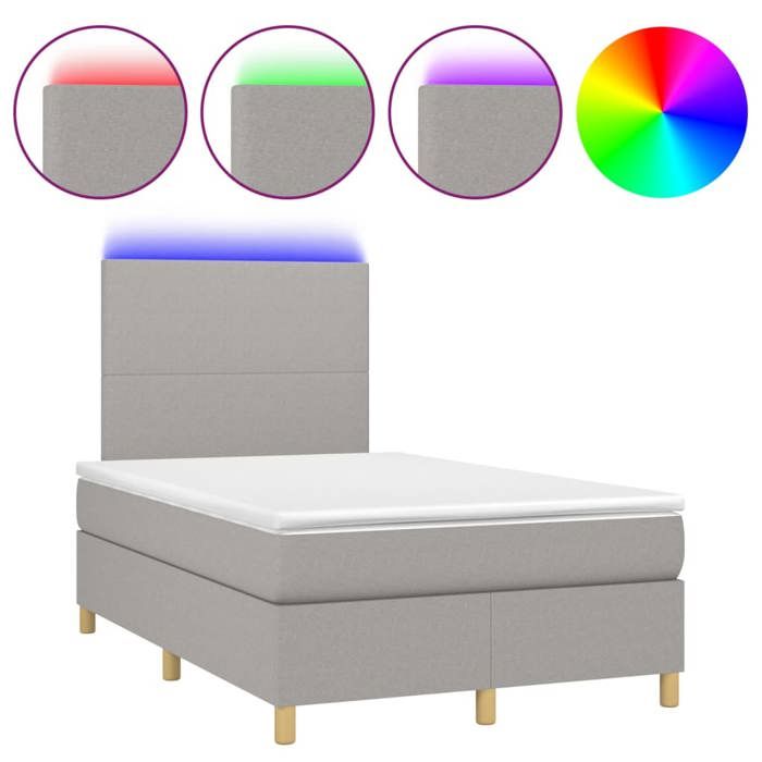 Maison Exclusive - Sommier à lattes de lit et matelas et LED Gris clair 120x200 cm