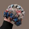 3 шт. Печатная плиссированная сетчатая повязка на голову, Нескользящая гребенка с зубьями-волнами, Давящая на волосы повязка, Универсальные аксессуары для волос для верхнего отдела головы, Подчеркивающие темперамент