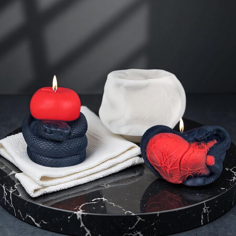 DIY Snake Fruit Aromatherapy Silicone Mold Terror Love Snake Candle Paste Resin Mold for Halloween Party Decoration Gifts