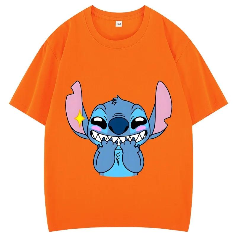 Stitch White T-shirts for Anime Fashion Short Sleeved Shirt Male Female Summer Couple Tops Adults Clothes Gifts Unisex